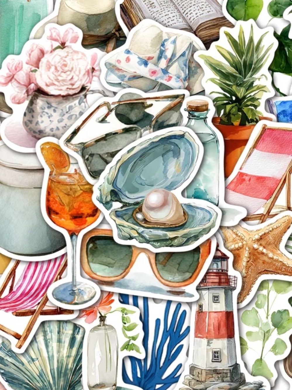 50 Nantucket Seaside Stickers | Coastal Cottage Aesthetic | Cape Cod